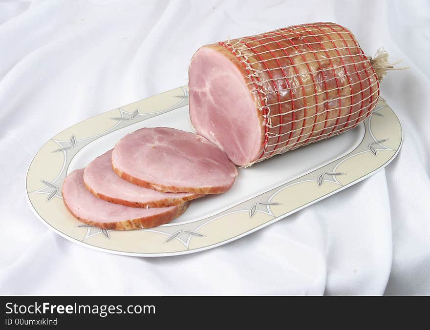 Slices of smoked pork bacon