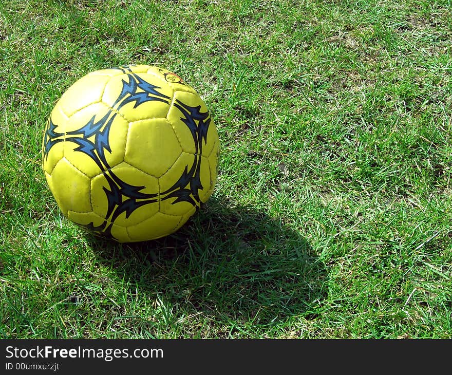 Football ball on the green grass. Football ball on the green grass