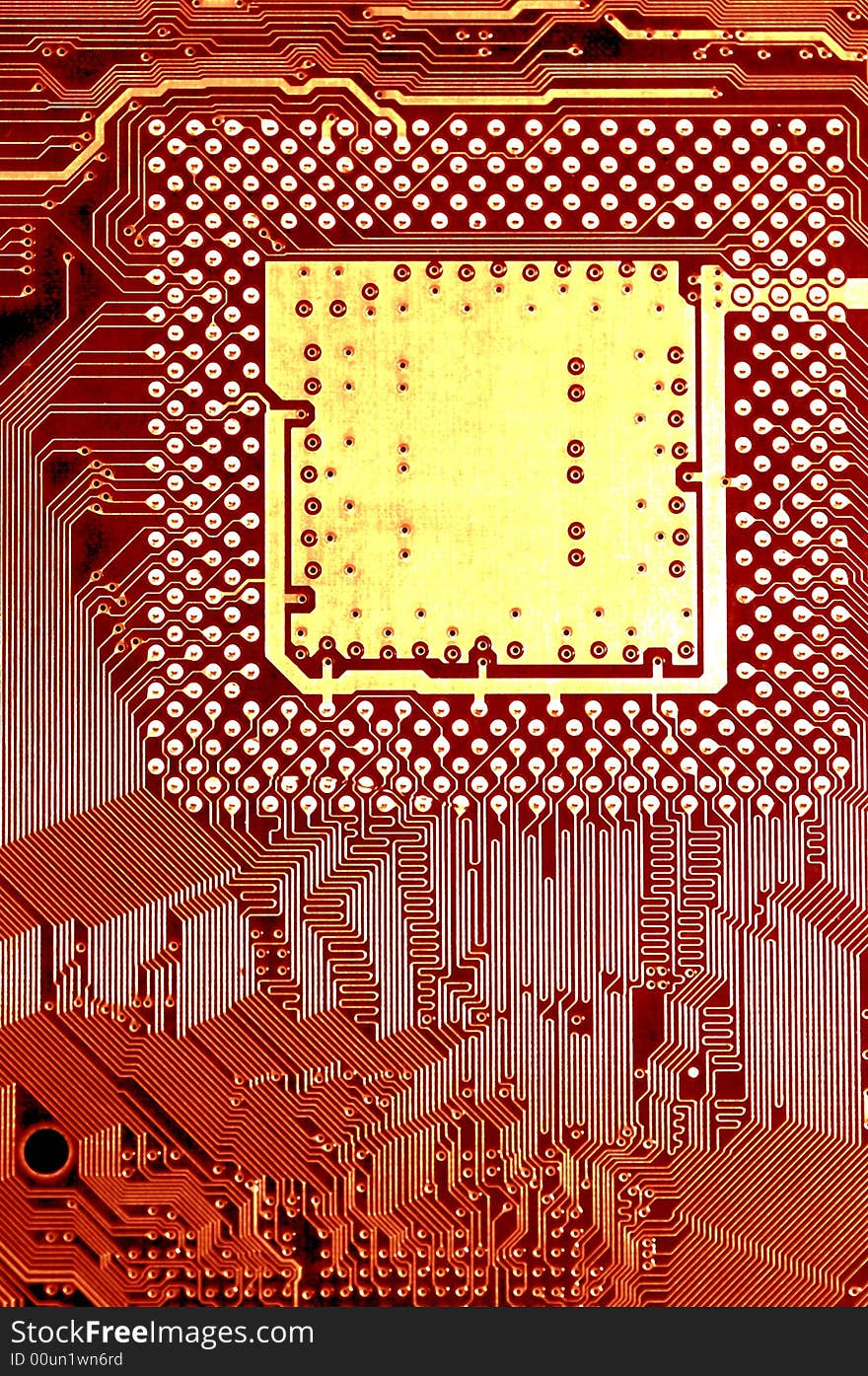 Macro Image Of Central processing Unit wiring