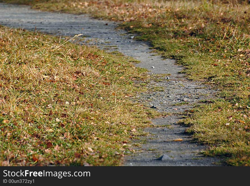 Close-up photo of gravel footpath in the city park