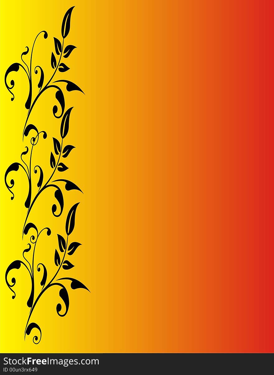 Leafs frame on red and yellow background -  illustration