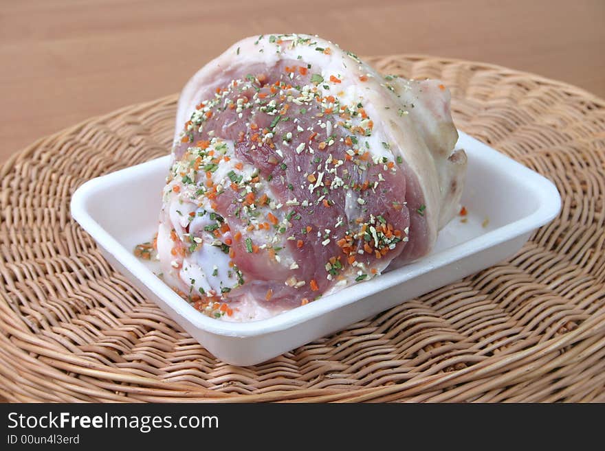 Tasty ham strewed by seasoning