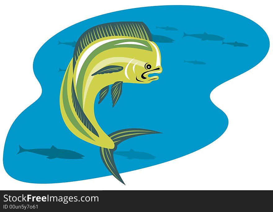 Vector art of a Dorado dolphin fish