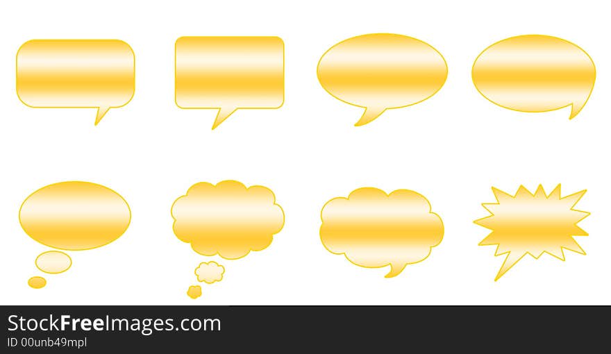 Set Glossy Colourful Speech Bubble Icons, Comic Symbols. Set Glossy Colourful Speech Bubble Icons, Comic Symbols