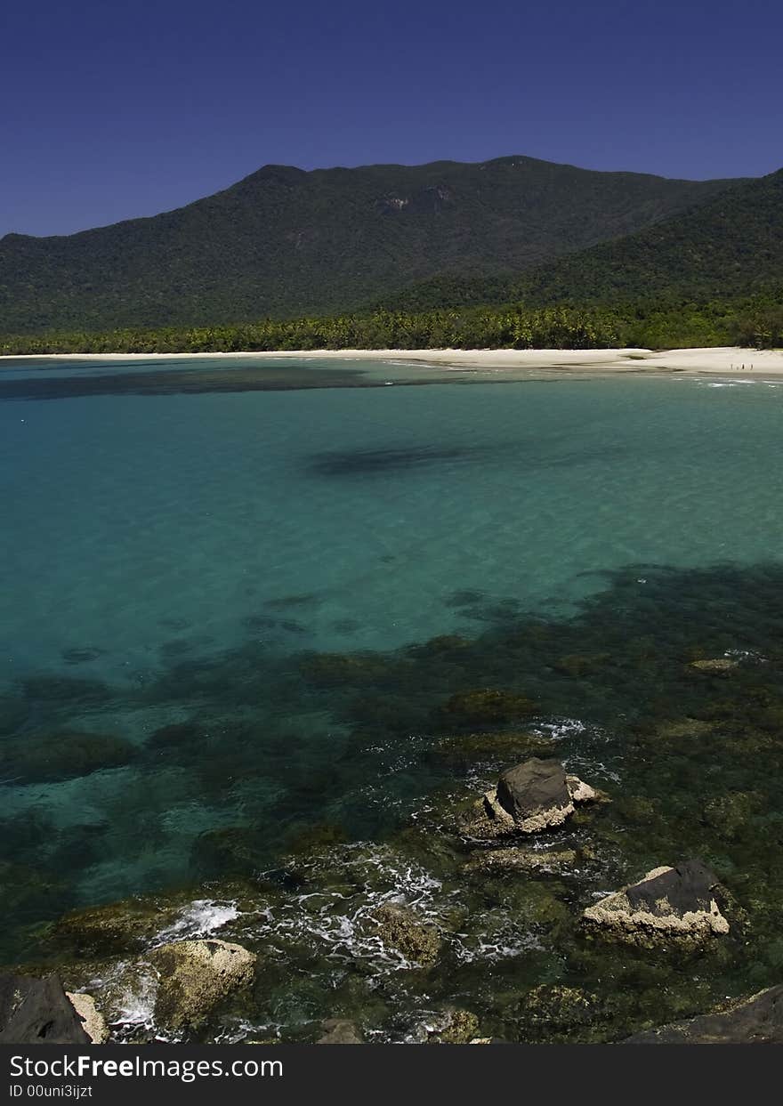 Turquoise water at cape tribulation australia.