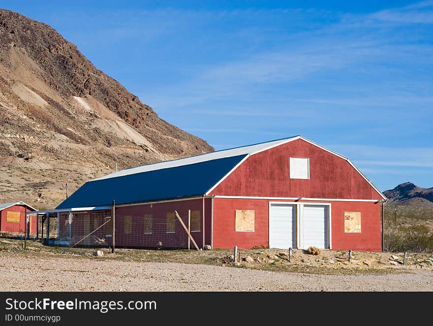 Red barn in desert, Nevada
