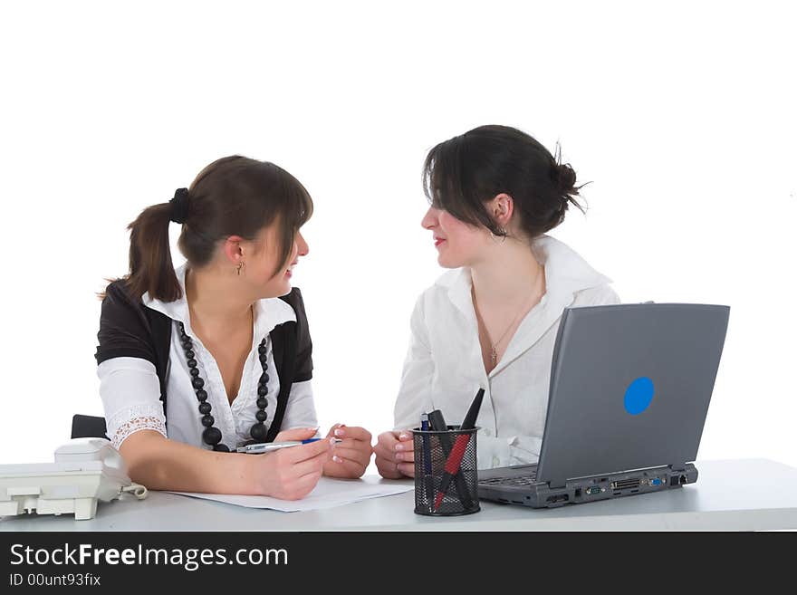 Business women  working on isolated background