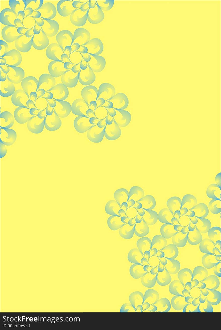 Abstract flowers on a yellow background