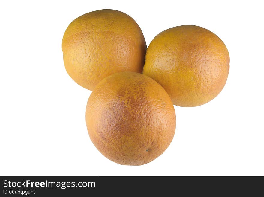 Some  oranges, isolated on white without shadow.