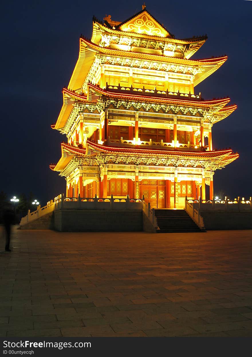 China Ancient Architecture Night lights.