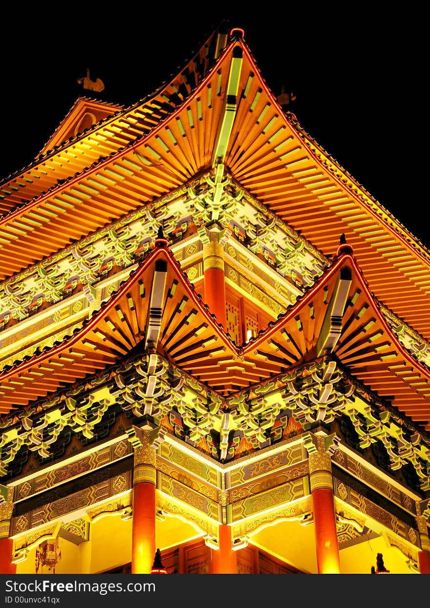 China Ancient Architecture Night lights.