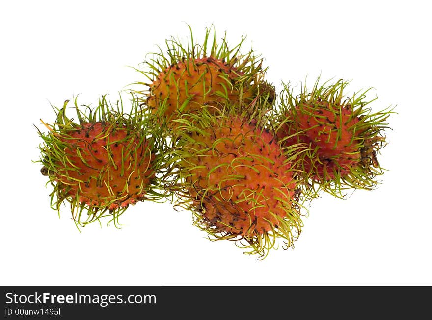 Fresh rambutan isolated on a white background (Nephelium lappaceum)