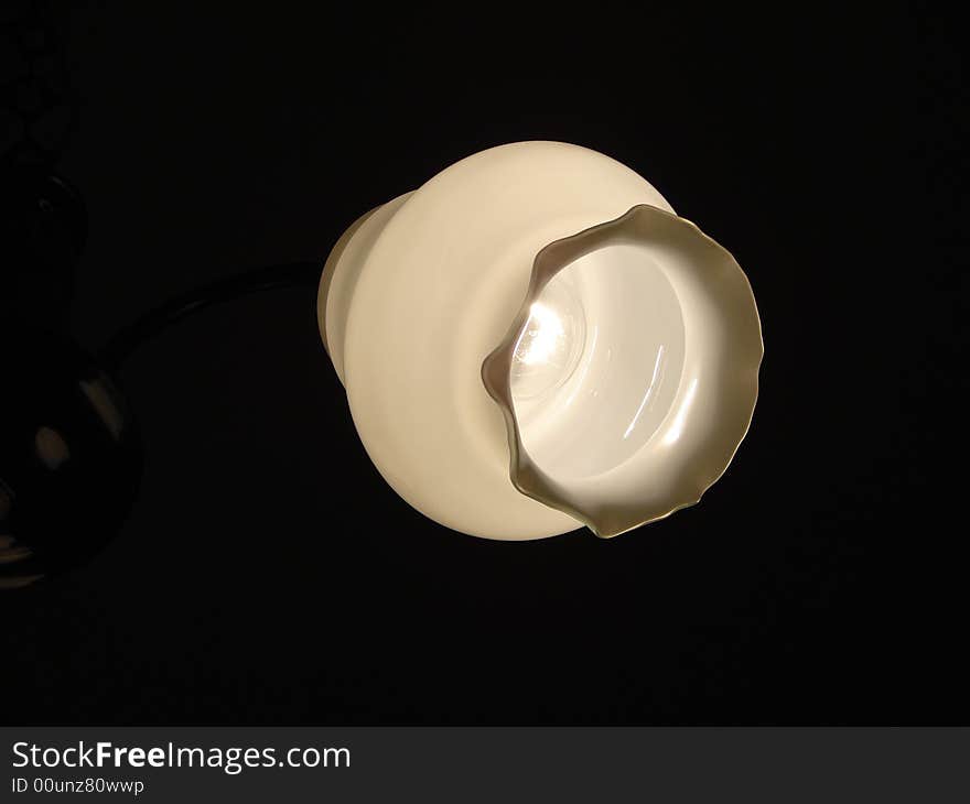 White lamp isolated on black darkness at night