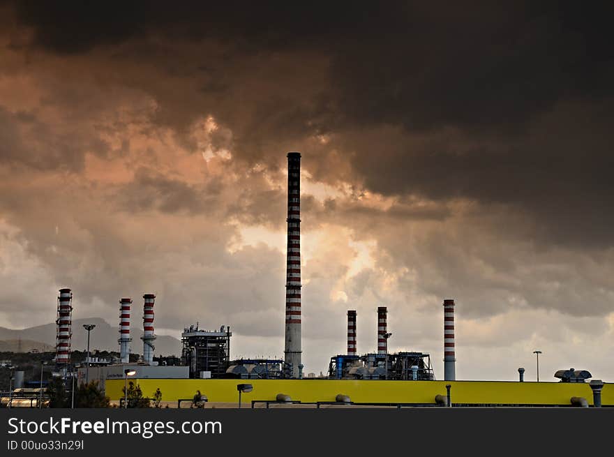 Shoot of pollution coming from a factory. Shoot of pollution coming from a factory