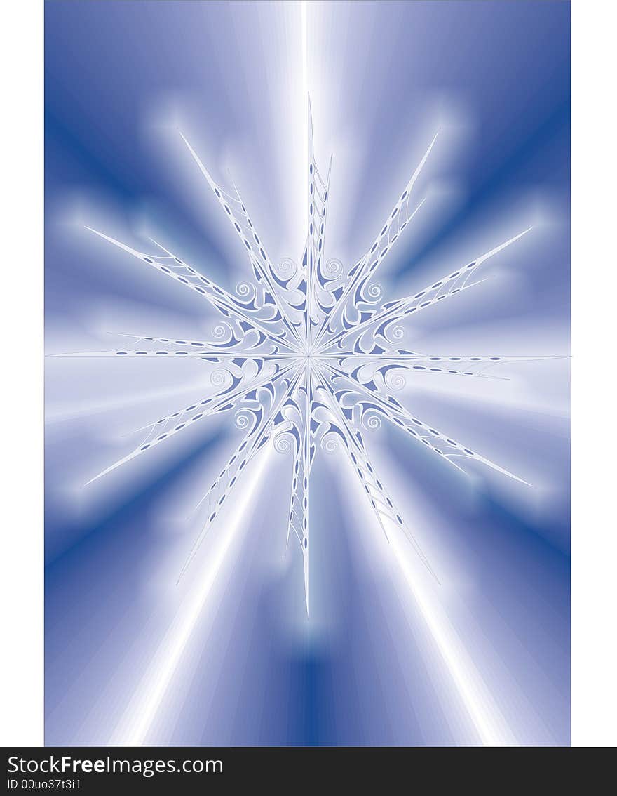 Beautiful big white snowflake on a dark blue background. Beautiful big white snowflake on a dark blue background