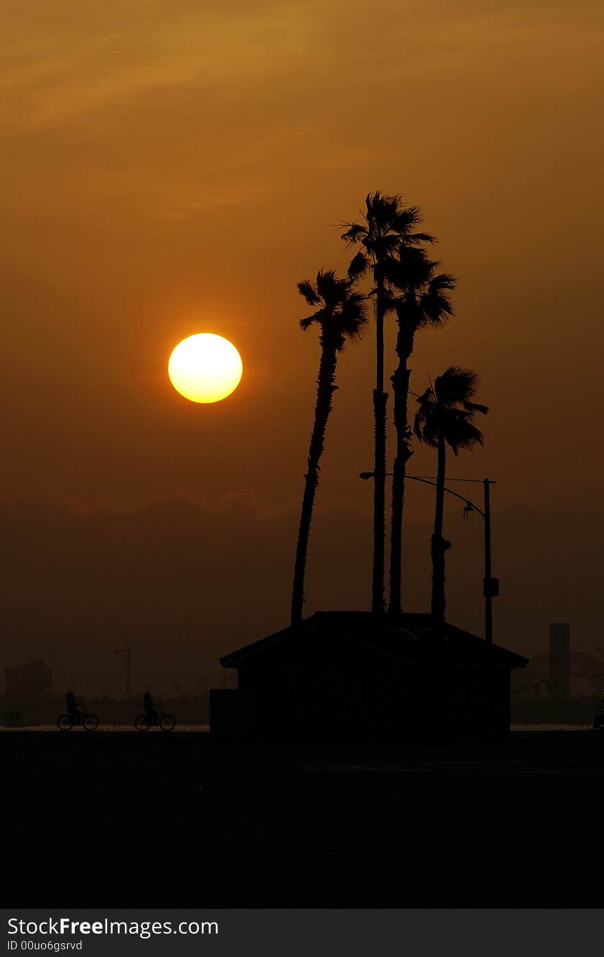 Small house on the long beach sunset. Small house on the long beach sunset