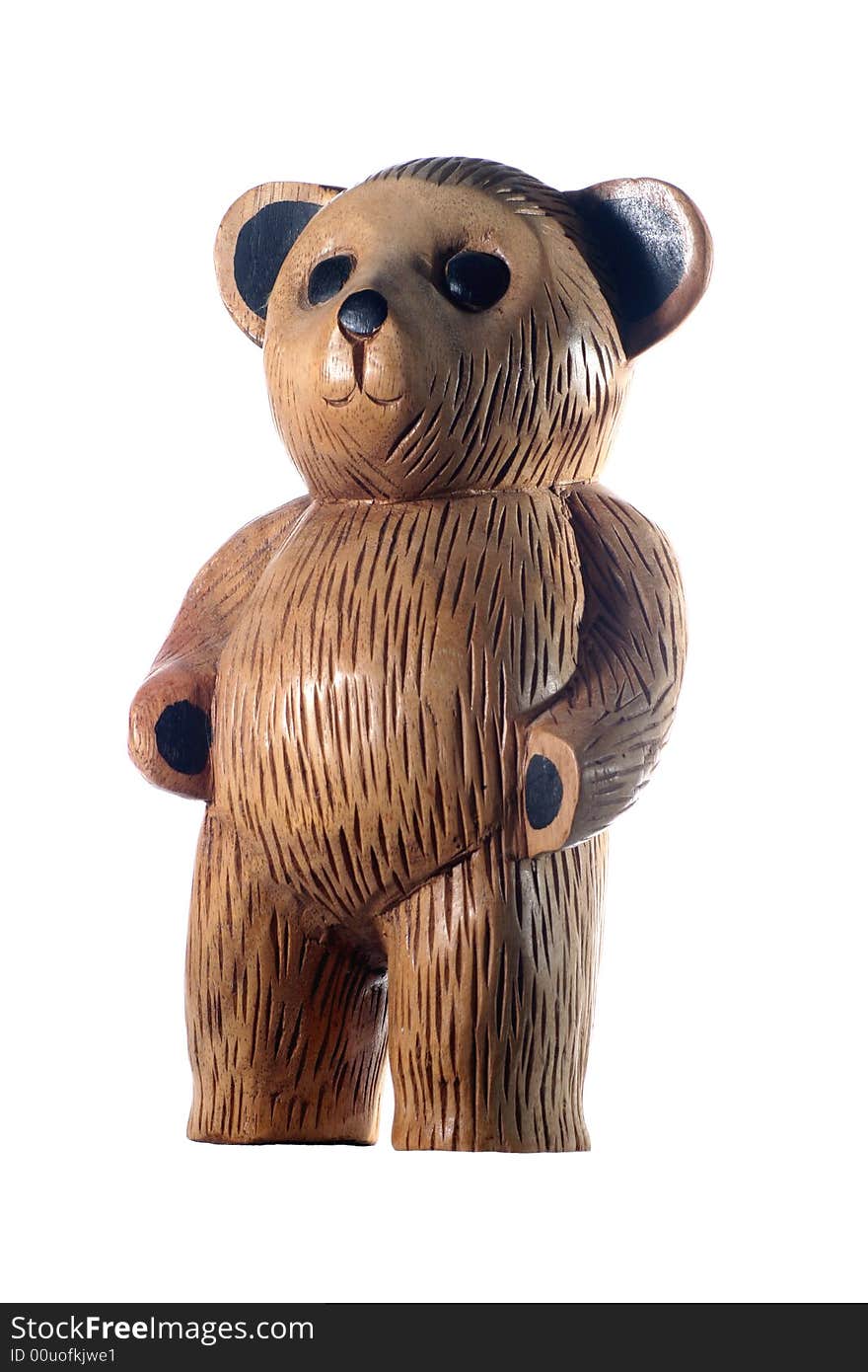 Wooden carved teddy bear, standing up