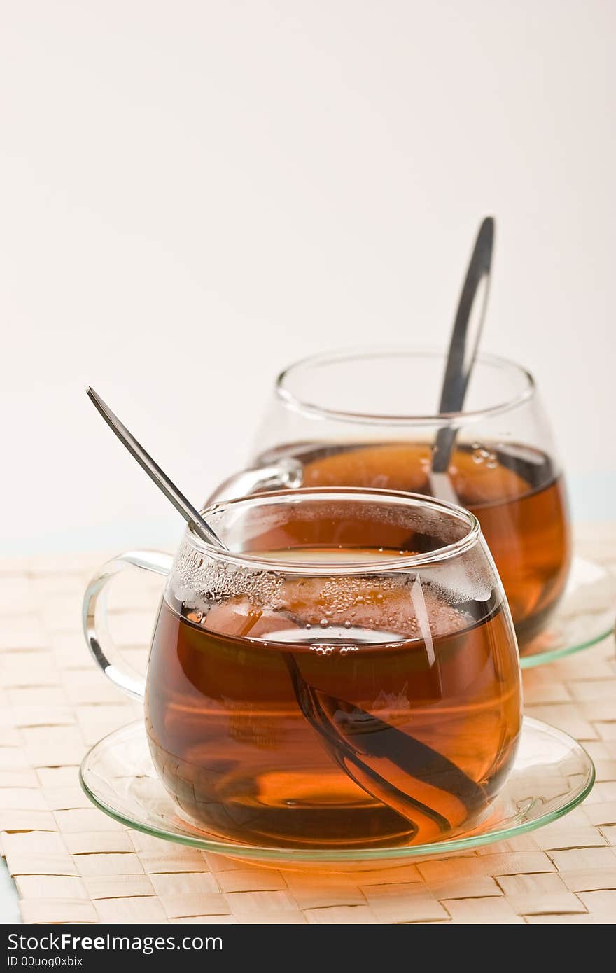 Drink series: glassy cup of tea on the table