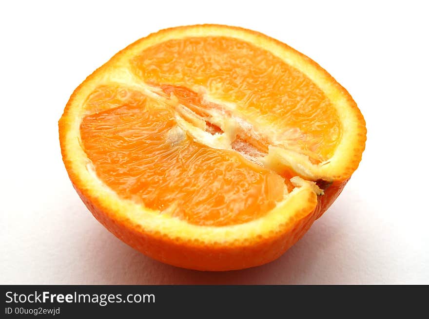 Juicy appetizing orange on white background