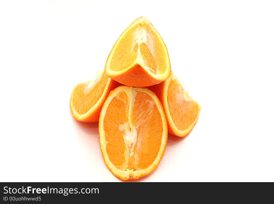 Juicy appetizing orange on white background