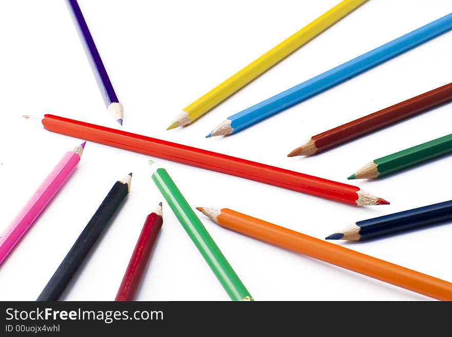 Colorful pencils isolated on white. Symbolic.