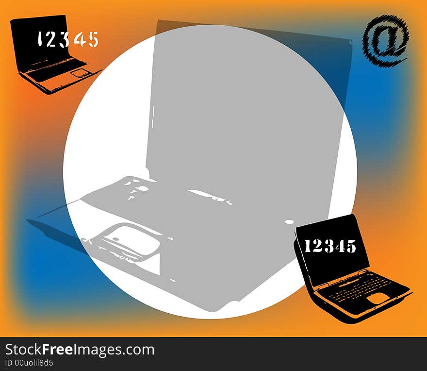 Abstract illustration with laptop shapes and numbers. Abstract illustration with laptop shapes and numbers