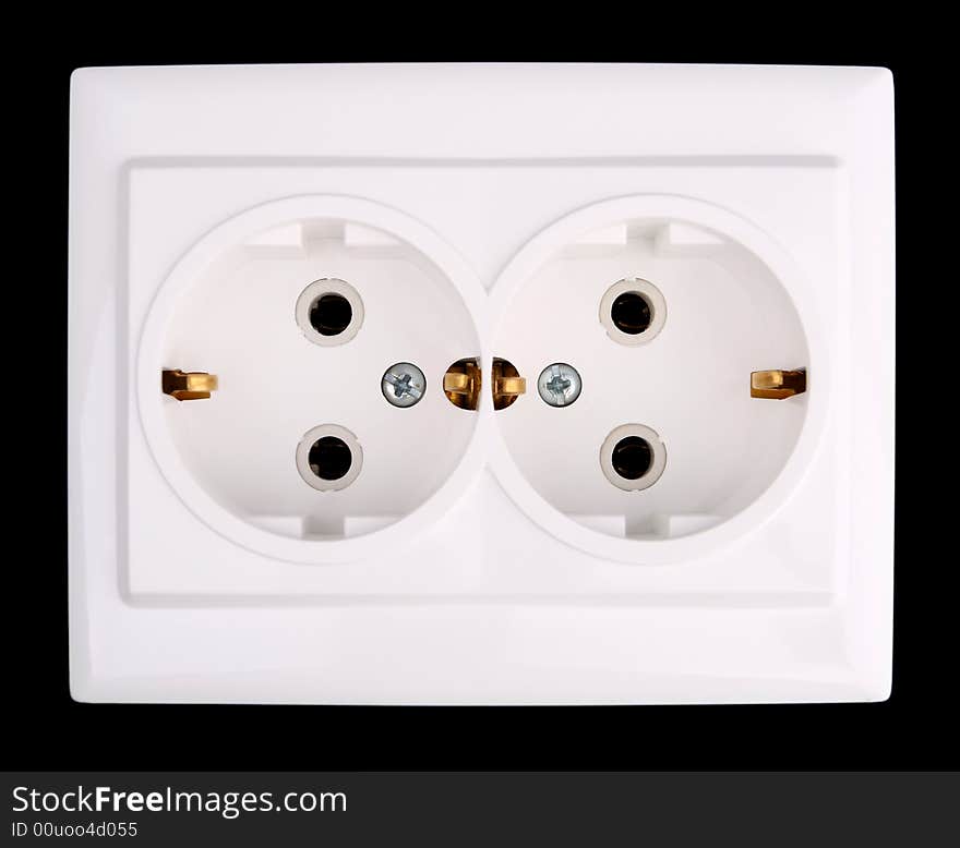 White power outlet over black bacground