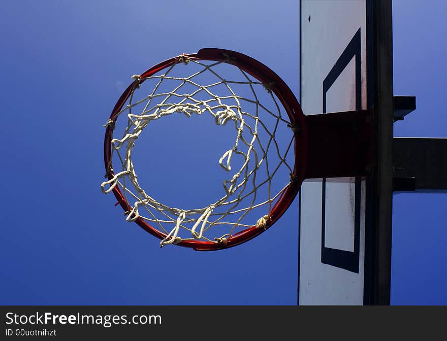 Basket with the board and sky blue. Basket with the board and sky blue