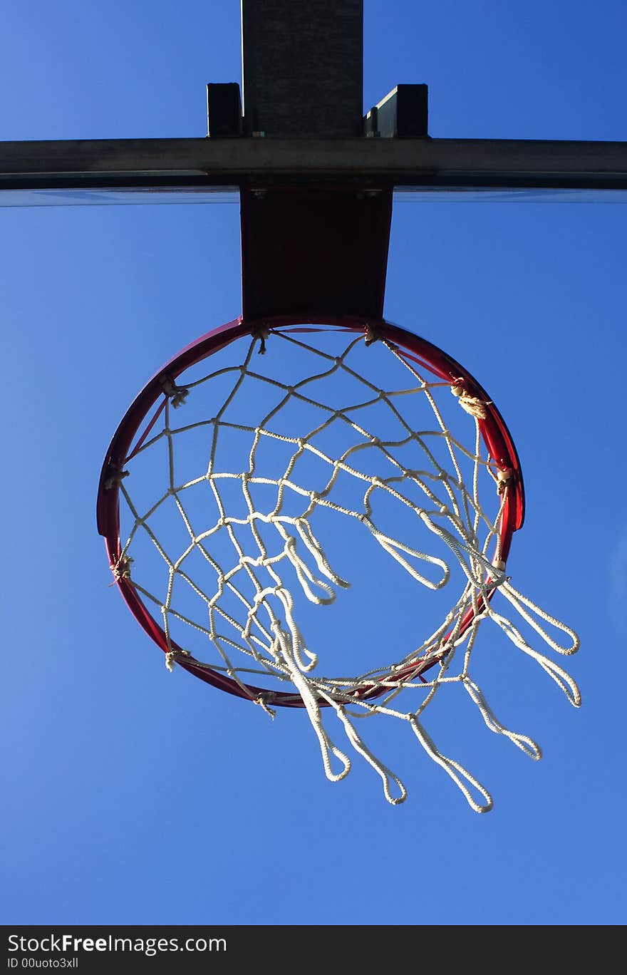 Basket with the board and sky blue. Basket with the board and sky blue