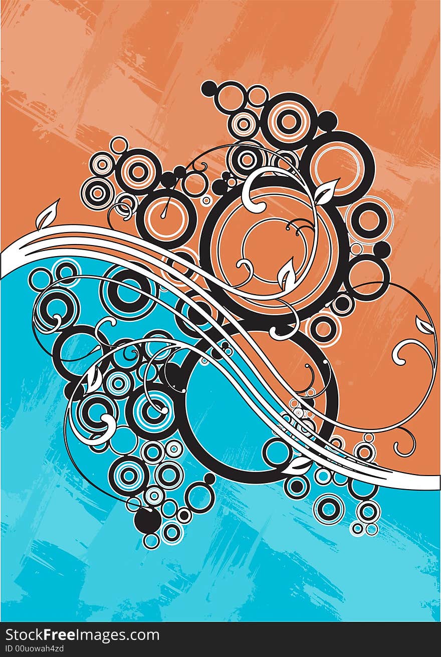 Abstract artistic background.The image contains floral and circle elements. Abstract artistic background.The image contains floral and circle elements.