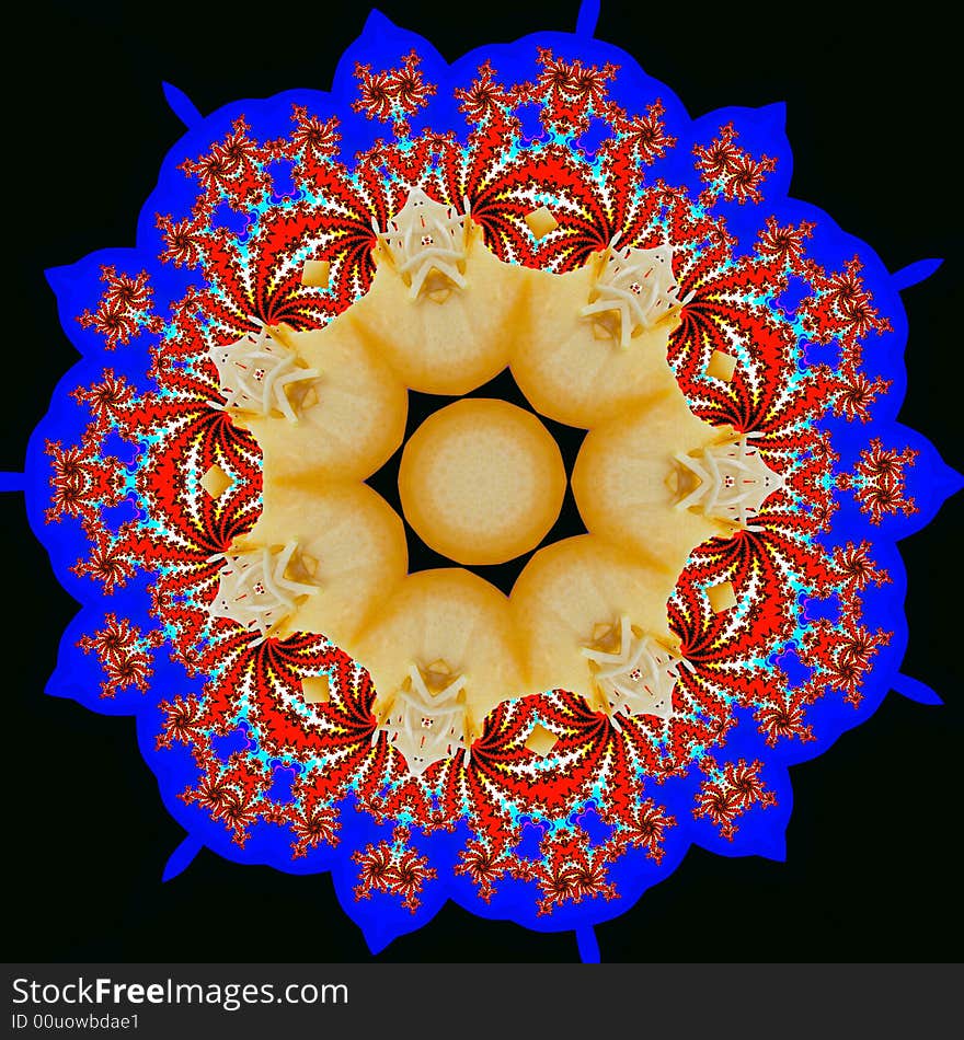 Abstract multifinal star with patterns.Illustration.