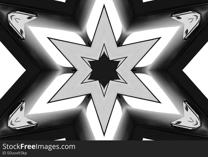 Abstract six-final star with patterns. Illustration.