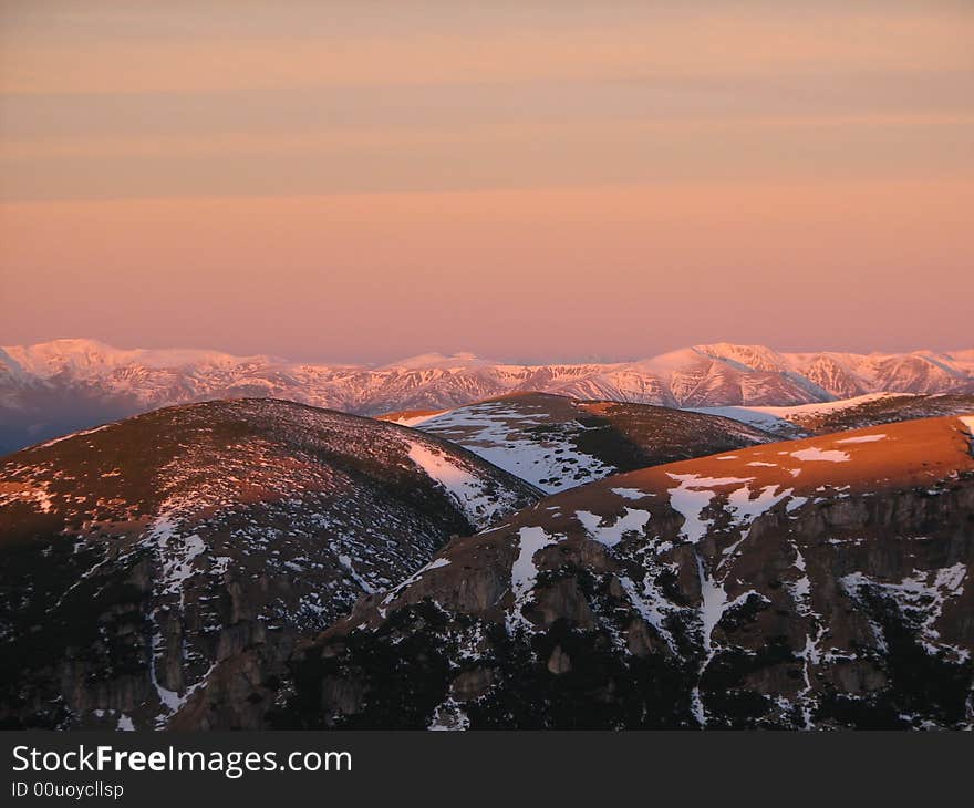 Sunrise in the Bucegi mountains. Sunrise in the Bucegi mountains