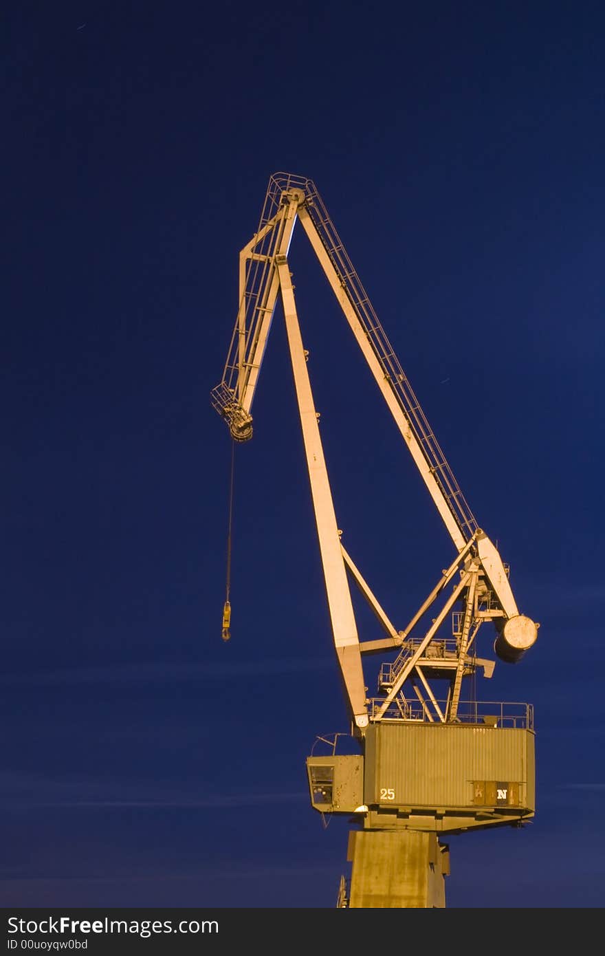 Two old cranes and moonlight