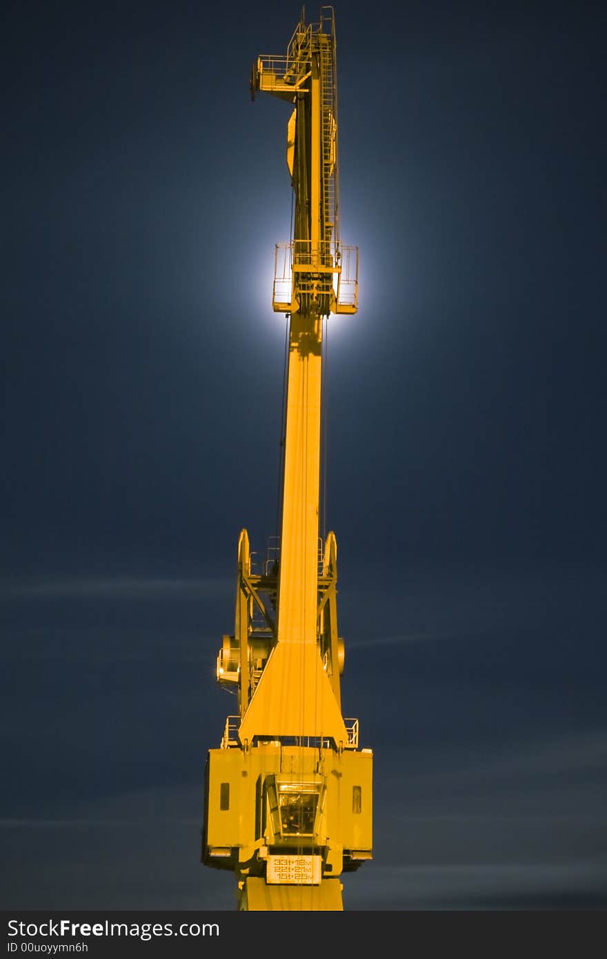 Two old cranes and moonlight