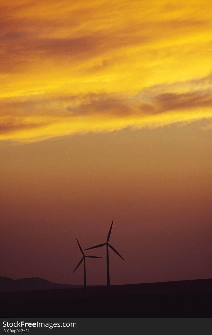 Wind turbines with beautiful clouds