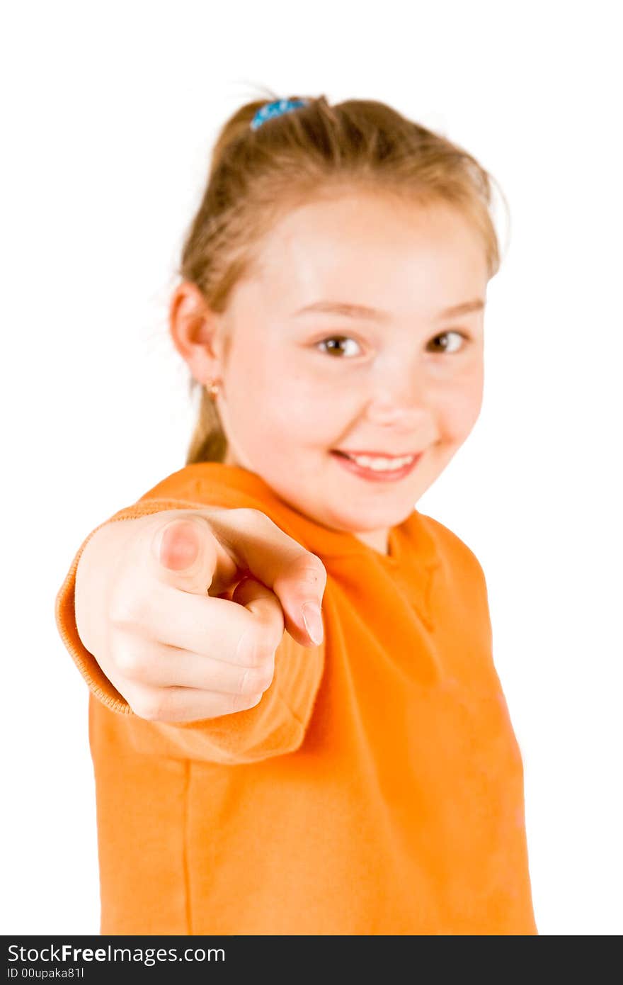 Young girl pointing