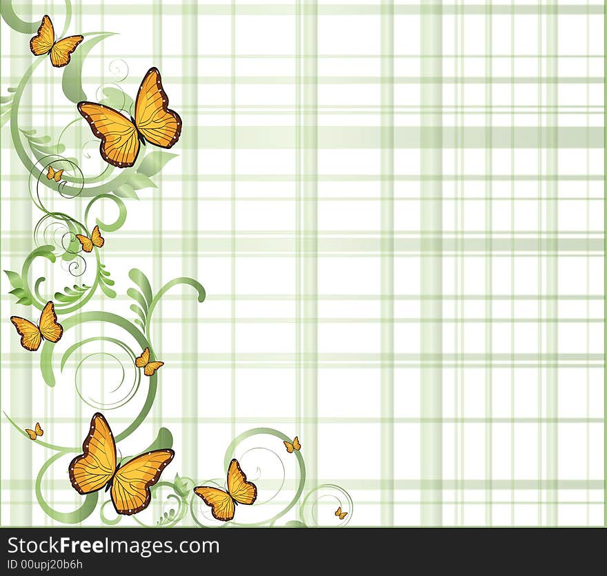 Butterflies on a picnic table background. Butterflies on a picnic table background