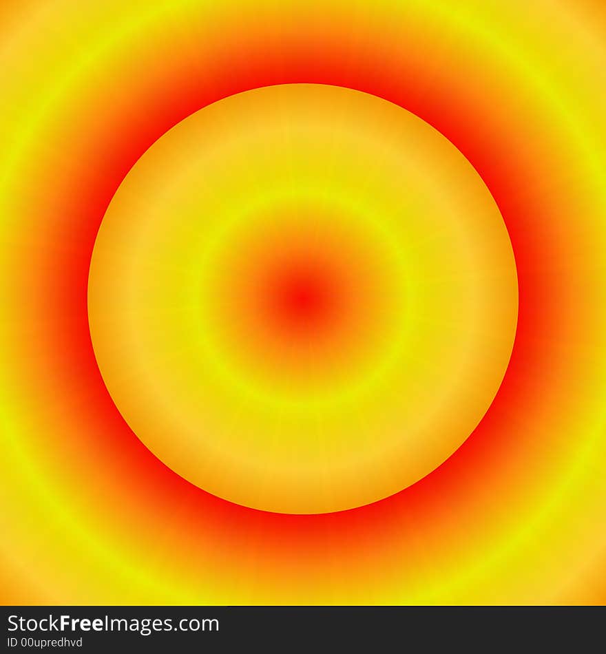 Yellow, orange, and red tones bright circular design and burst of rays makes a vivid background. Yellow, orange, and red tones bright circular design and burst of rays makes a vivid background.