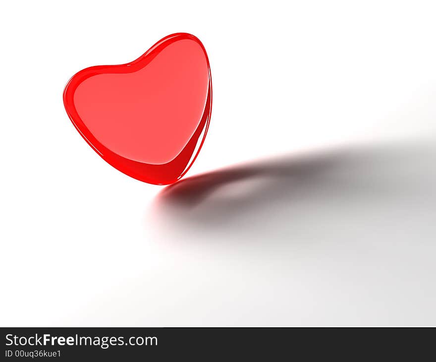 Isolated red glass heart with white background