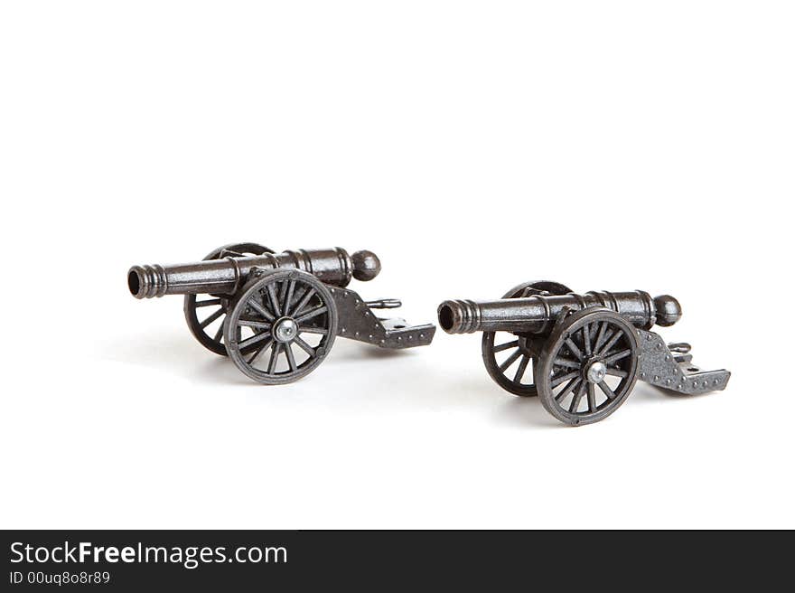 Two models of cannon on white