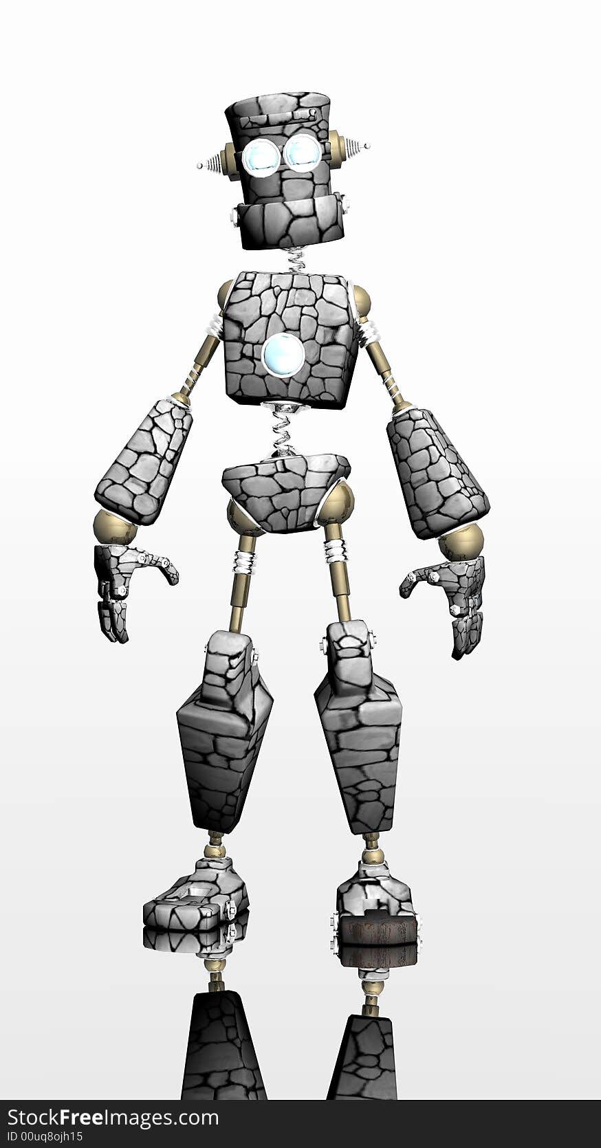 Cgi render of cartoon robot with stone texture. Cgi render of cartoon robot with stone texture