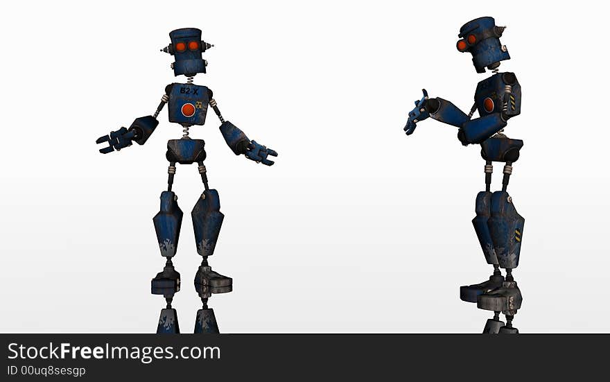 Cgi render of cartoon robot