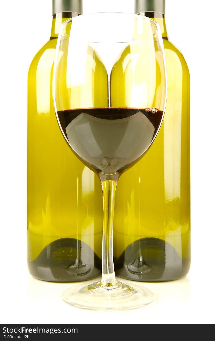 Red and white wine isolated against a white background. Red and white wine isolated against a white background