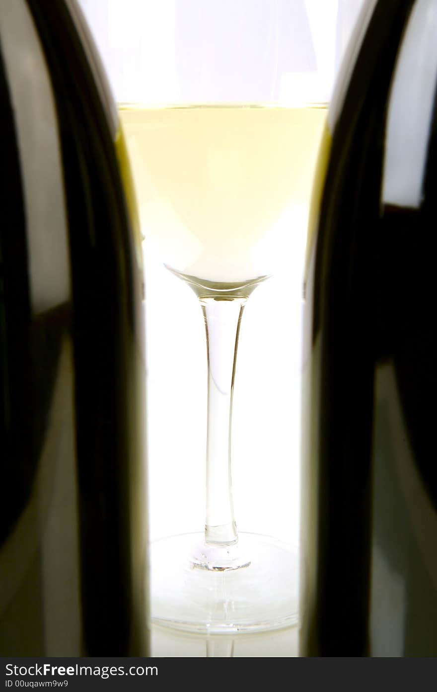 Red and white wine isolated against a white background. Red and white wine isolated against a white background