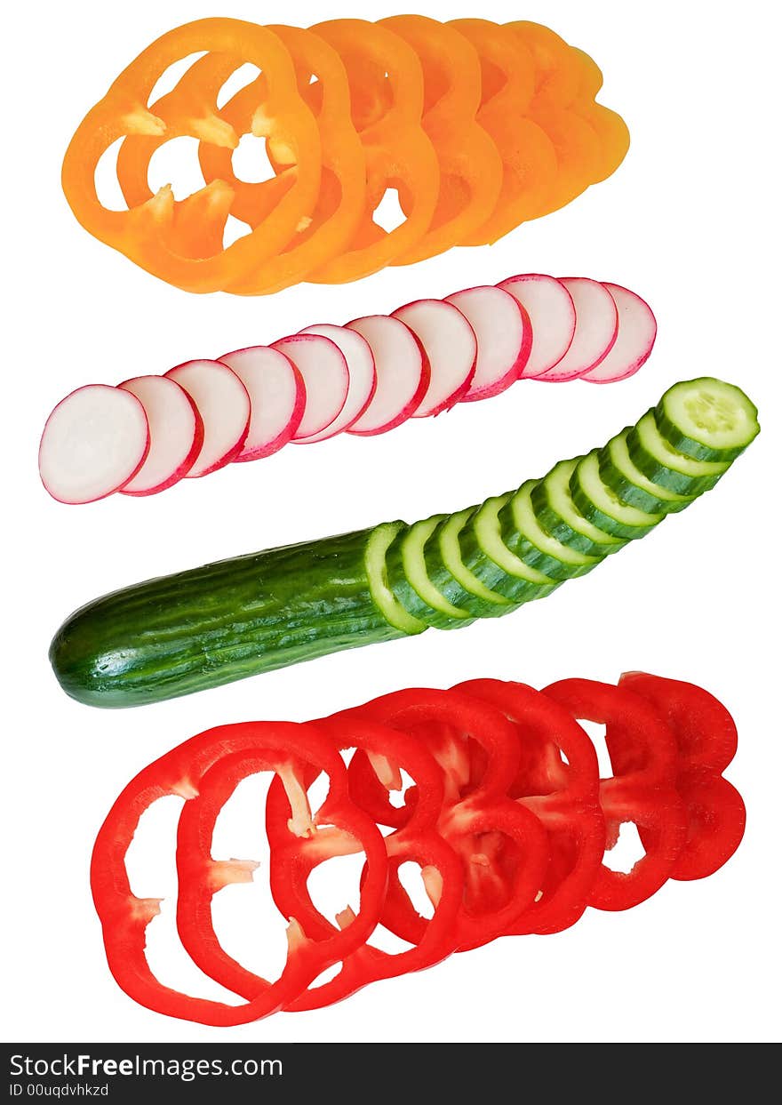 An image of slices of vegetables