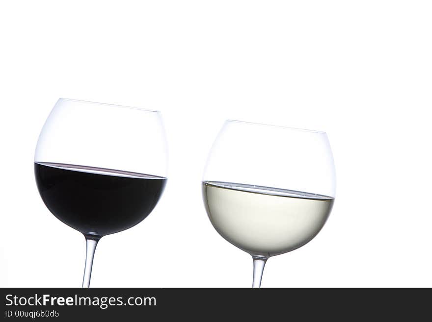 Glass Of Red Wine And White Wine