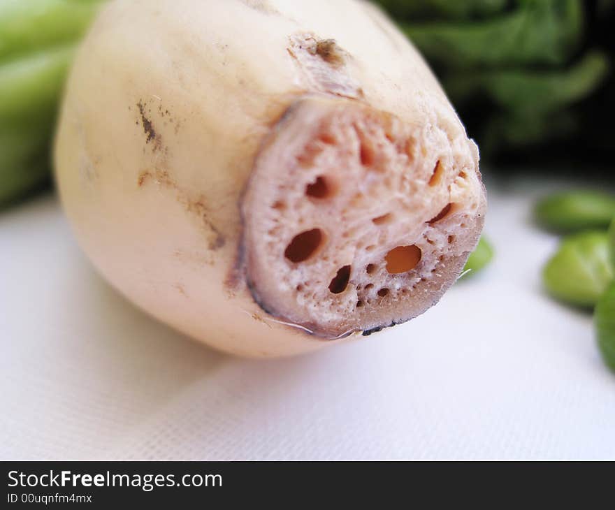 A close-up for lotus root, nature texture. A close-up for lotus root, nature texture