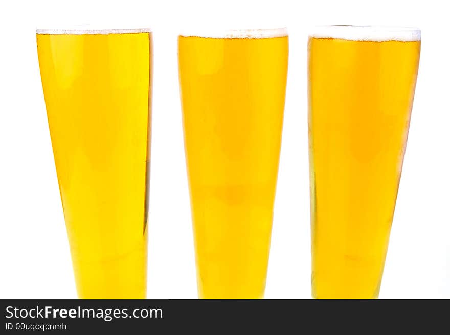 Ice cold beers isolated against a white background