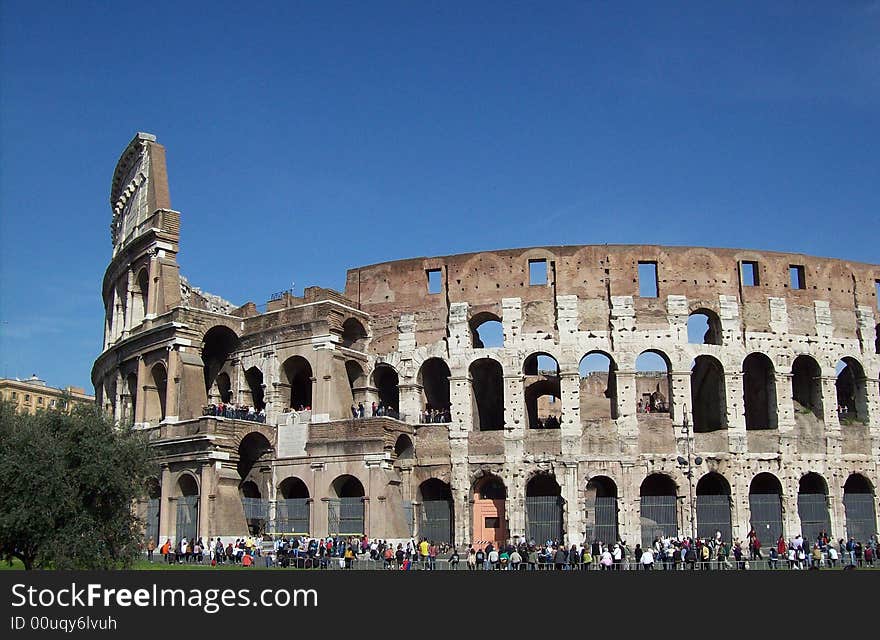 Partial view of the colosseum. Partial view of the colosseum